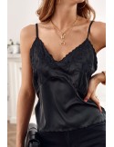 Lingerie top with embroidered neckline, black 6978 - Online store - Boutique